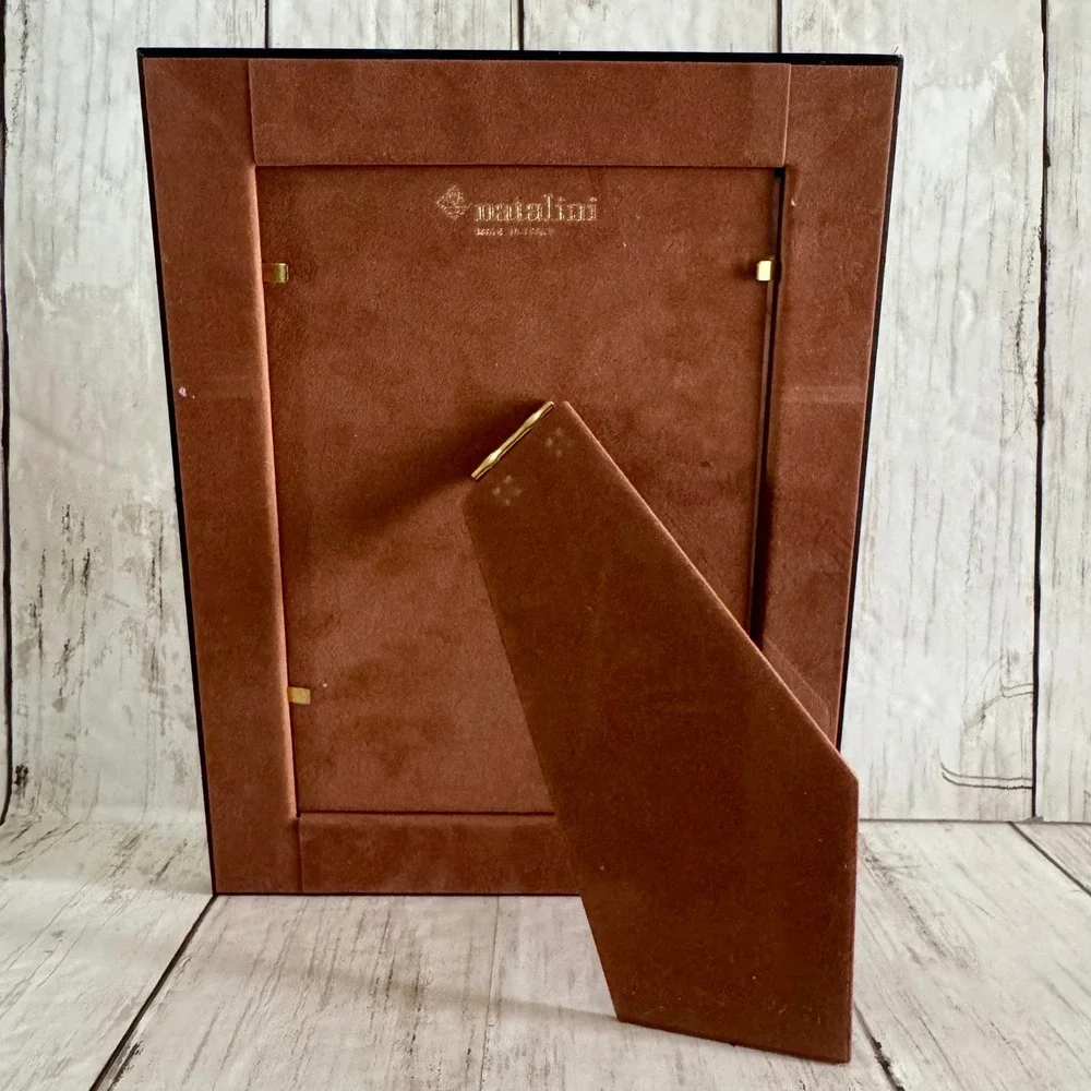 Natalini Italy Marquetry Wood Inlay Photo Frame Brown Geometric Modern 5x7